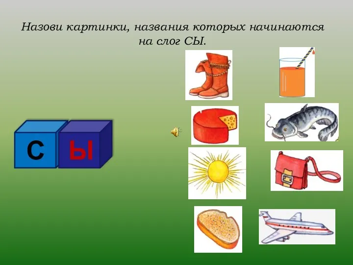 С Назови картинки, названия которых начинаются на слог СЫ. Ы