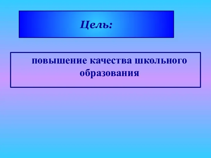 Цель: повышение качества школьного образования