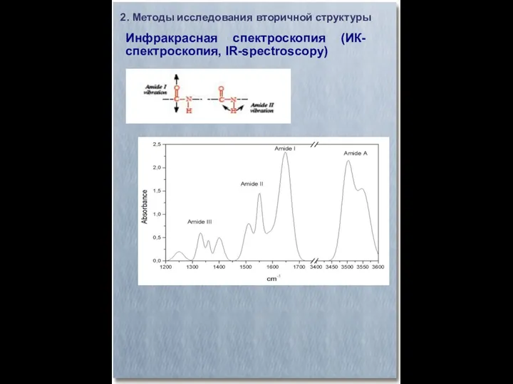 Инфракрасная спектроскопия (ИК-спектроскопия, IR-spectroscopy)‏ 2. Методы исследования вторичной структуры