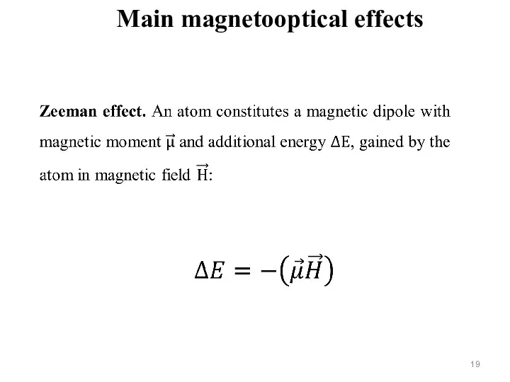 Main magnetooptical effects