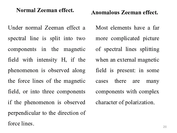Normal Zeeman effect. Under normal Zeeman effect a spectral line