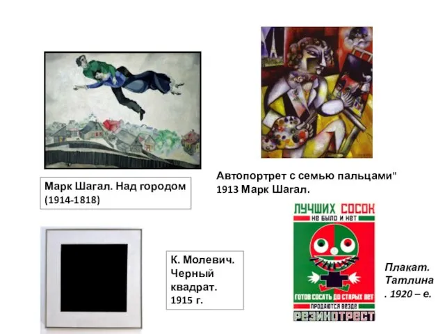 Марк Шагал. Над городом (1914-1818) Автопортрет с семью пальцами" 1913 Марк Шагал. К.