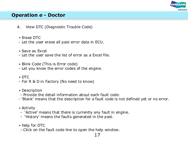 Erase DTC Let the user erase all past error data