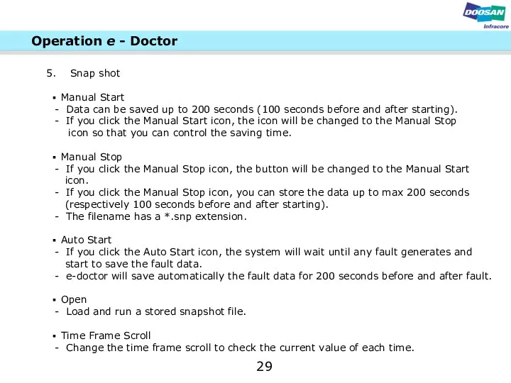 Snap shot Manual Start - Data can be saved up