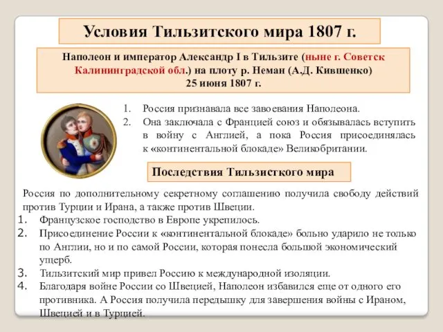 Наполеон и император Александр I в Тильзите (ныне г. Советск Калининградской обл.) на