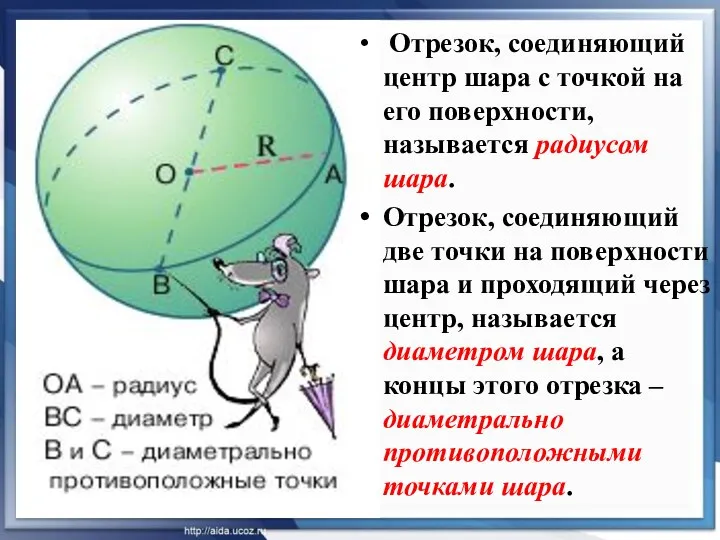 Отрезок, соединяющий центр шара с точкой на его поверхности, называется