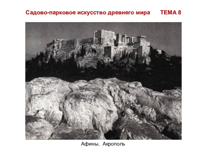 Садово-парковое искусство древнего мира ТЕМА 8 Афины. Акрополь