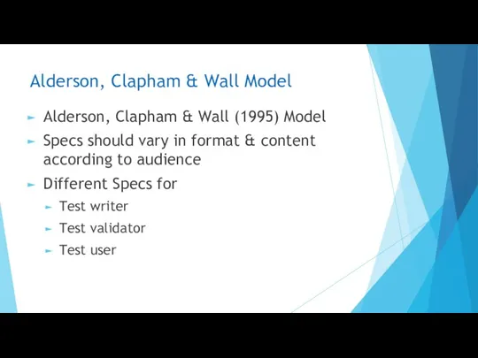 Alderson, Clapham & Wall Model Alderson, Clapham & Wall (1995)