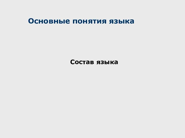 Основные понятия языка Состав языка