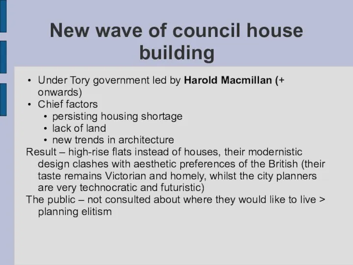 New wave of council house building Under Tory government led