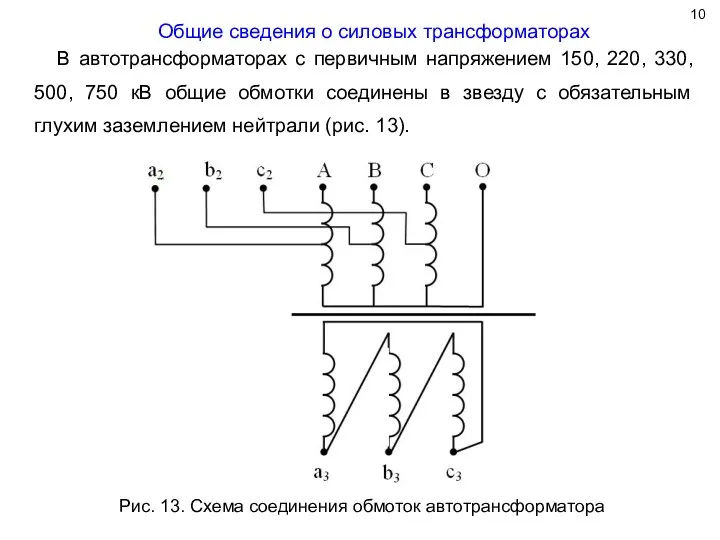 Общие сведения о силовых трансформаторах Рис. 13. Схема соединения обмоток