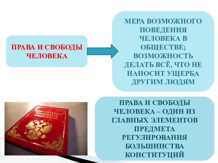 ПРАВА И СВОБОДЫ ЧЕЛОВЕКА МЕРА ВОЗМОЖНОГО ПОВЕДЕНИЯ ЧЕЛОВЕКА В ОБЩЕСТВЕ;