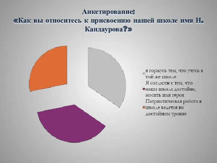 Анкетирование: «Как вы относитесь к присвоению нашей школе имя Н. Кандаурова?»
