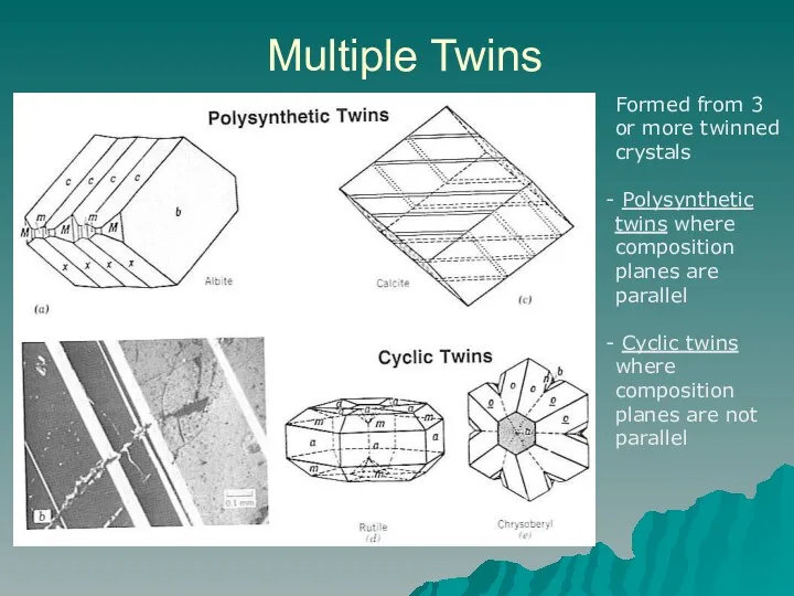 Multiple Twins Formed from 3 or more twinned crystals Polysynthetic