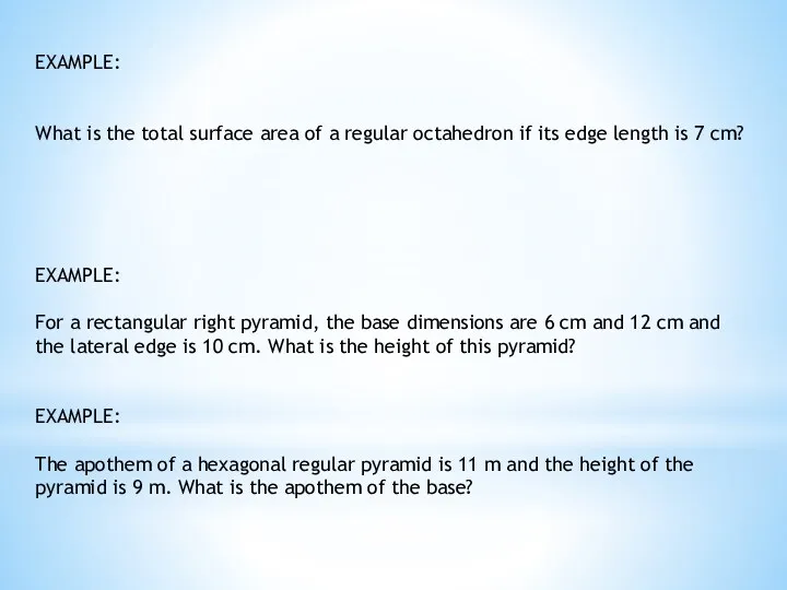 EXAMPLE: What is the total surface area of a regular