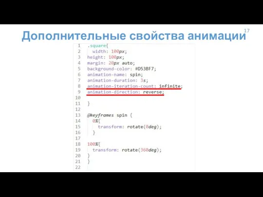 17 Дополнительные свойства анимации