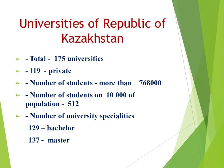 Universities of Republic of Kazakhstan - Total - 175 universities