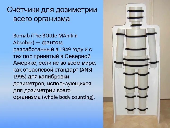 Счётчики для дозиметрии всего организма Bomab (The BOttle MAnikin Absober)