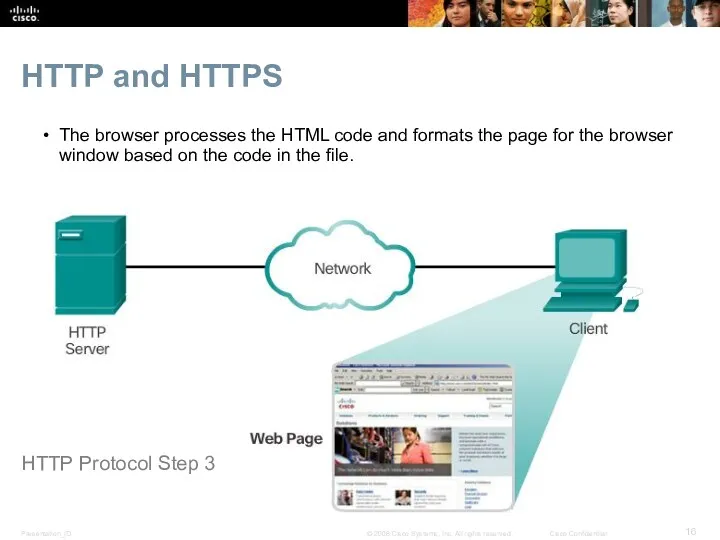 HTTP and HTTPS The browser processes the HTML code and