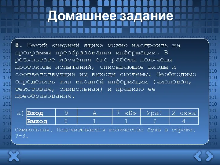 Домашнее задание 8. Некий «черный ящик» можно настроить на программы