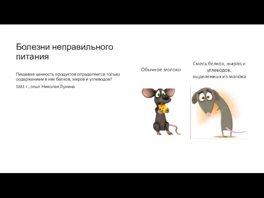 Болезни неправильного питания Пищевая ценность продуктов определяется только содержанием в