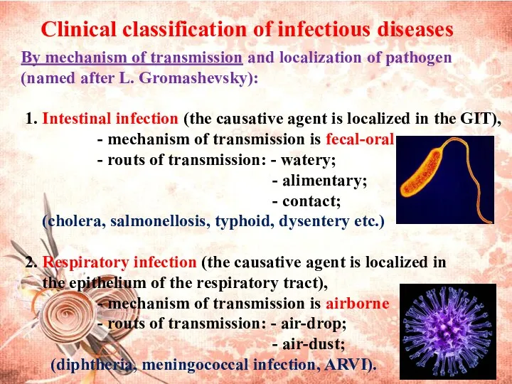 Clinical classification of infectious diseases By mechanism of transmission and
