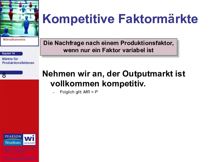 Kompetitive Faktormärkte Nehmen wir an, der Outputmarkt ist vollkommen kompetitiv.