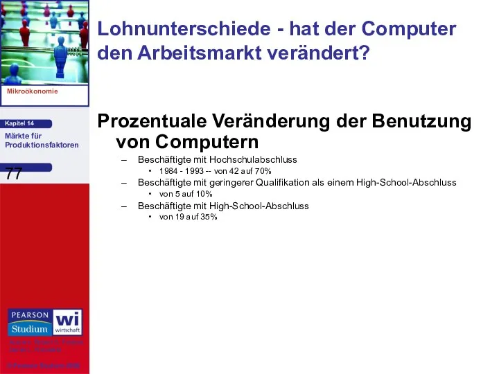 Lohnunterschiede - hat der Computer den Arbeitsmarkt verändert? Prozentuale Veränderung