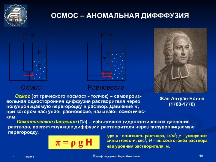 * Лекция 8 © проф. Федоренко Борис Николаевич ОСМОС –