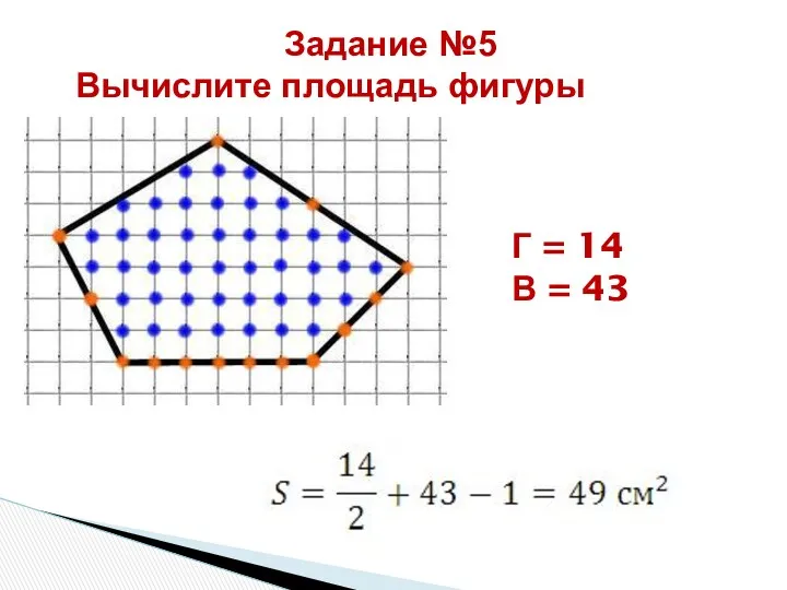 Г = 14 В = 43 Задание №5 Вычислите площадь фигуры
