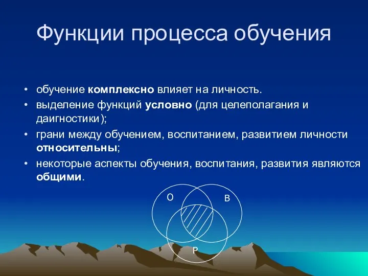 Функции процесса обучения обучение комплексно влияет на личность. выделение функций