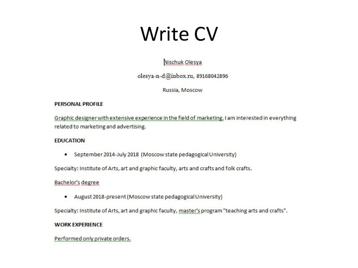 Write CV