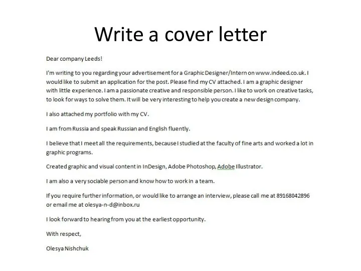 Write a cover letter