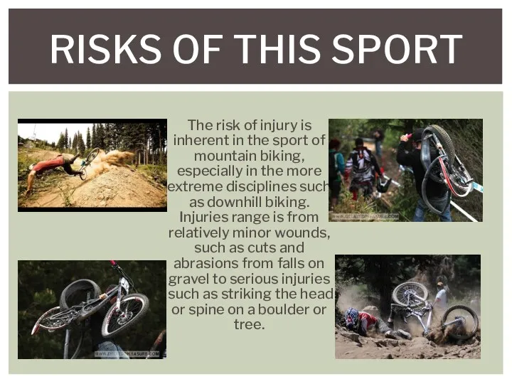 The risk of injury is inherent in the sport of