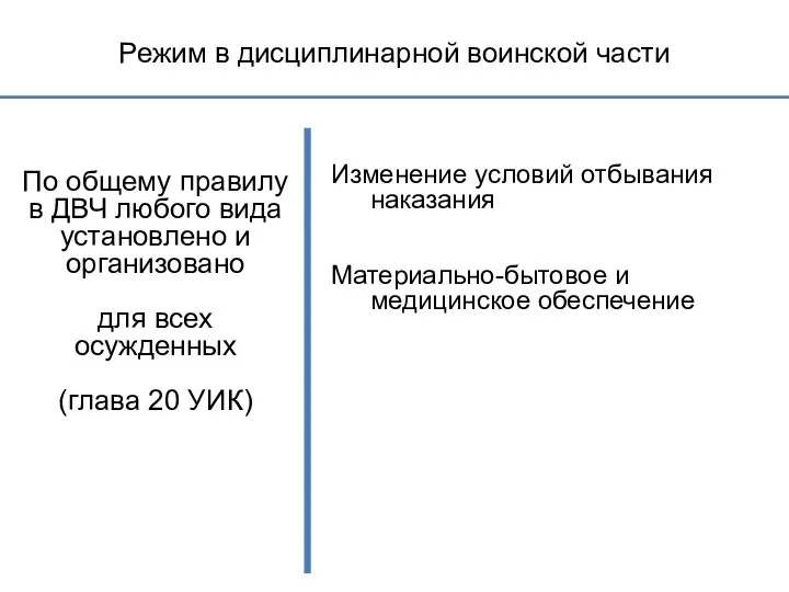 Режим в дисциплинарной воинской части По общему правилу в ДВЧ