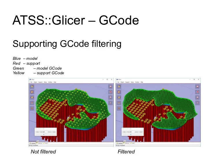 ATSS::Glicer – GCode Supporting GCode filtering Not filtered 0.6 mm