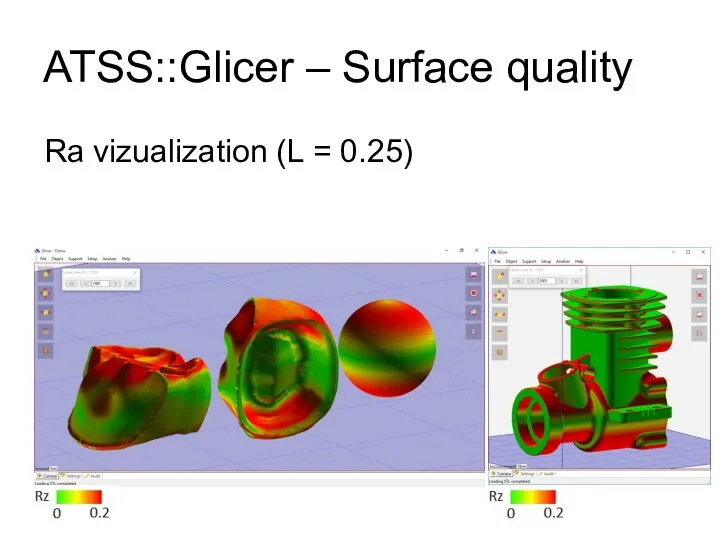 Ra vizualization (L = 0.25) ATSS::Glicer – Surface quality