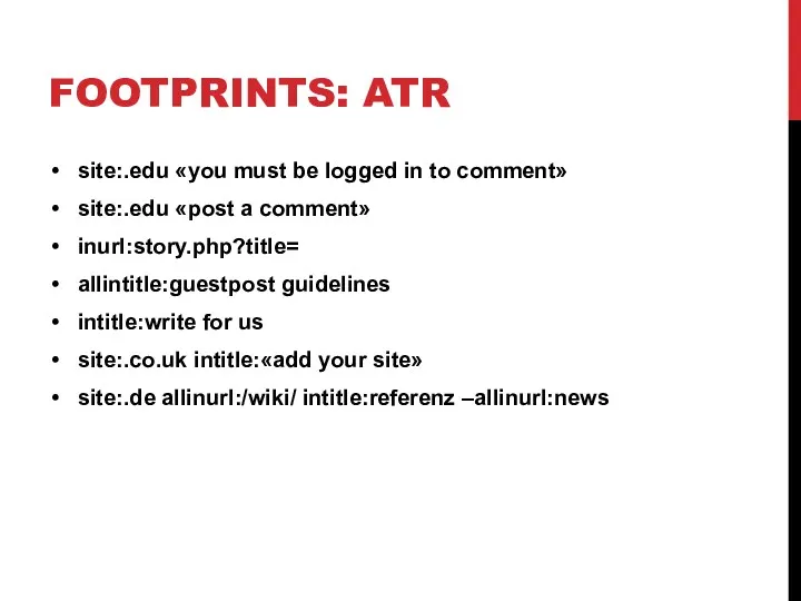 FOOTPRINTS: ATR site:.edu «you must be logged in to comment»
