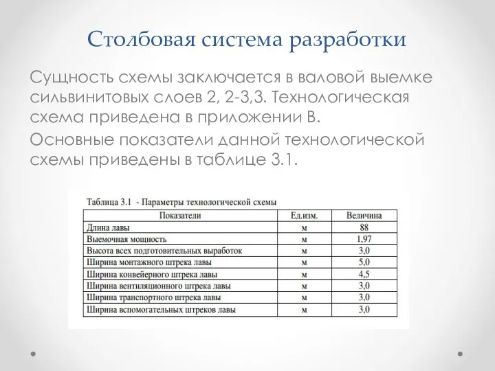 Столбовая система разработки Сущность схемы заключается в валовой выемке сильвинитовых