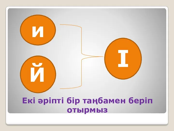 Екі әріпті бір таңбамен беріп отырмыз Й и I