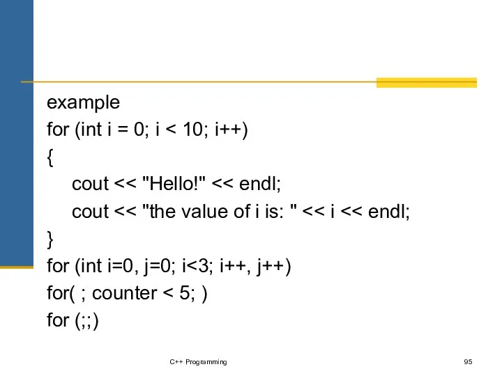 example for (int i = 0; i { cout cout