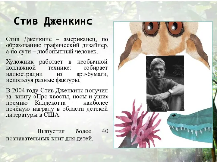 Стив Дженкинс Стив Дженкинс – американец, по образованию графический дизайнер,