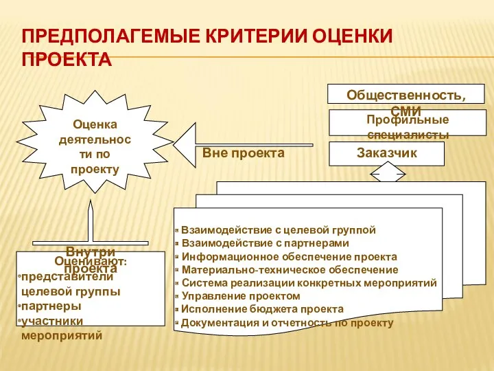 ПРЕДПОЛАГЕМЫЕ КРИТЕРИИ ОЦЕНКИ ПРОЕКТА