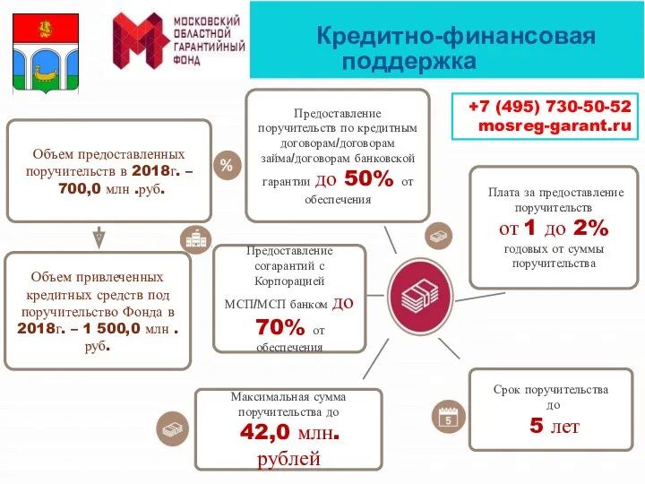 Кредитно-финансовая поддержка Плата за предоставление поручительств от 1 до 2%