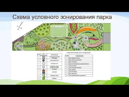Схема условного зонирования парка