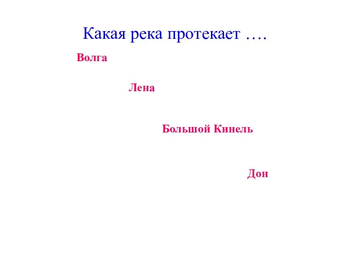 Какая река протекает …. Дон Волга Лена Большой Кинель