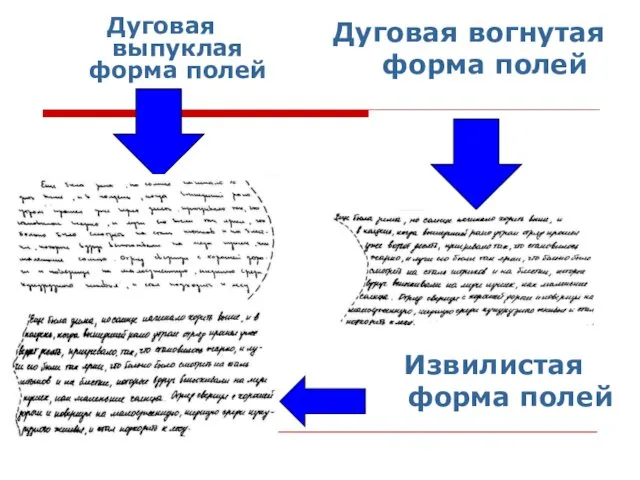 Дуговая выпуклая форма полей Дуговая вогнутая форма полей Извилистая форма полей