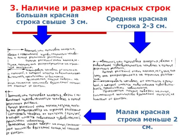 Большая красная строка свыше 3 см. Средняя красная строка 2-3