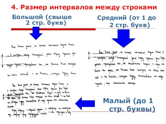 Большой (свыше 2 стр. букв) Средний (от 1 до 2