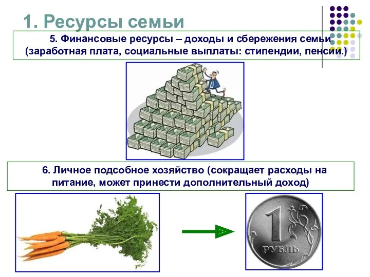 1. Ресурсы семьи 5. Финансовые ресурсы – доходы и сбережения